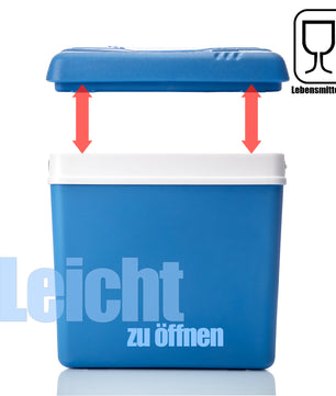 Kühlbox 24 Liter mit Schnellverschluss blau weiß - Bis zu 11 Std. Kühlung - Thermobox aus Kunststoff 4