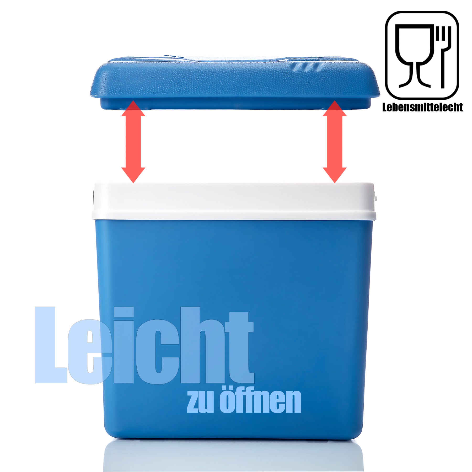 Kühlbox 24 Liter mit Schnellverschluss blau weiß - Bis zu 11 Std. Kühlung - Thermobox aus Kunststoff 4