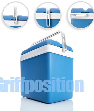 Kühlbox 24 Liter mit Schnellverschluss blau weiß - Bis zu 11 Std. Kühlung - Thermobox aus Kunststoff 5