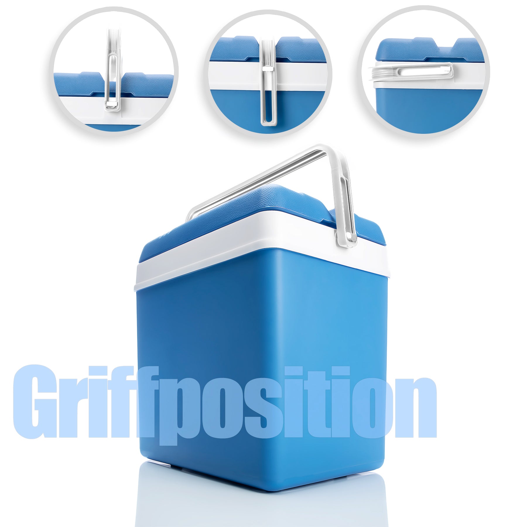 Kühlbox 24 Liter mit Schnellverschluss blau weiß - Bis zu 11 Std. Kühlung - Thermobox aus Kunststoff 5