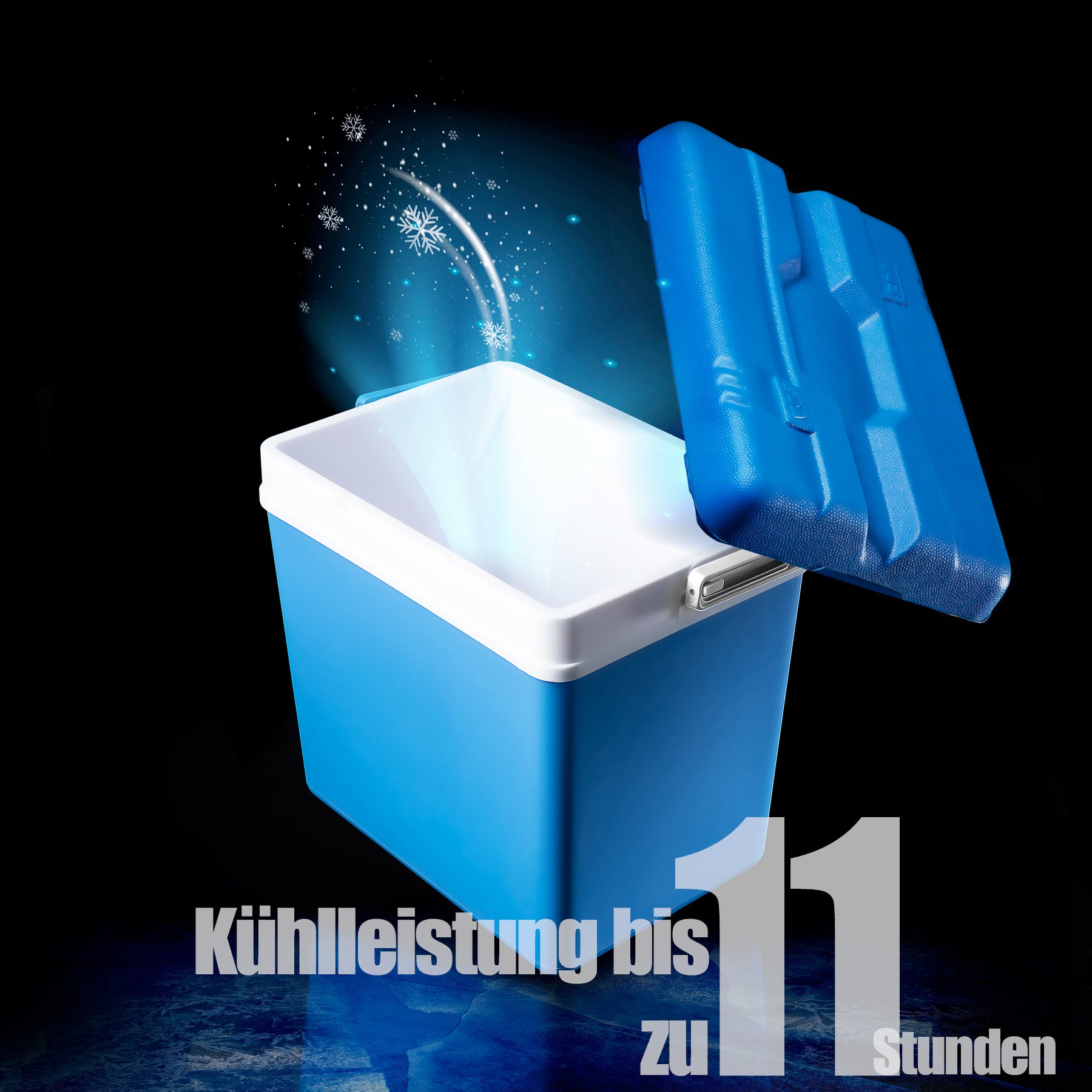 Kühlbox 24 Liter mit Schnellverschluss blau weiß - Bis zu 11 Std. Kühlung - Thermobox aus Kunststoff 6