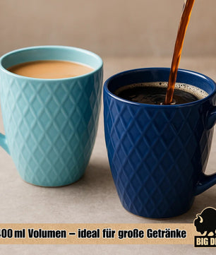 6 Stück Kaffeetassen 400ml matt Kaffeebecher Keramik - Hochwertiges Kaffeetassen Set Tassen Set 4