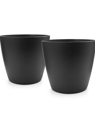 2 Stück Blumentopf, Übertopf aus Kunststoff Blumentopf in modernem Look (Graphit, ø 24 cm) Übertopf für innen oder außen