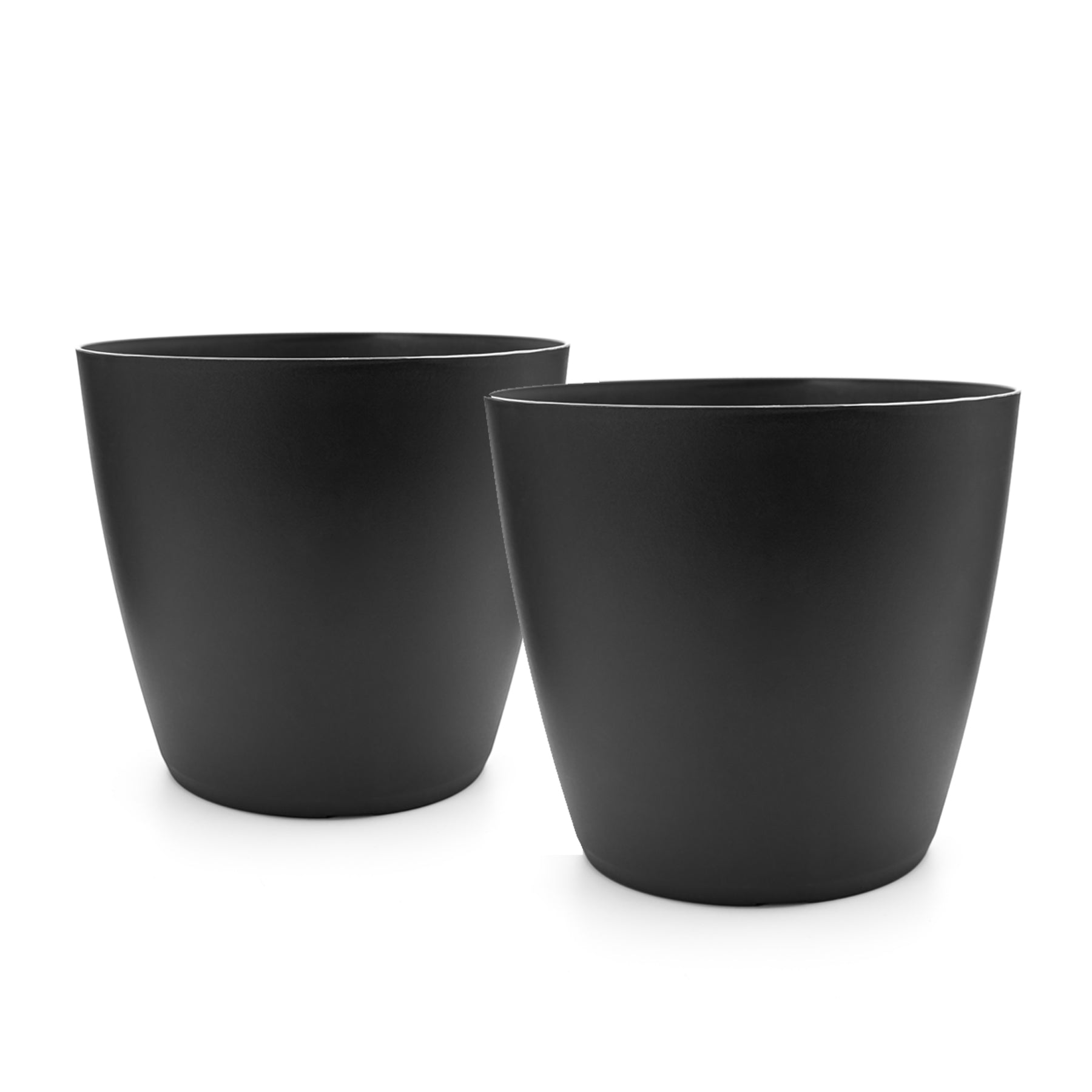 2 Stück Blumentopf, Übertopf aus Kunststoff Blumentopf in modernem Look (Graphit, ø 24 cm) Übertopf für innen oder außen