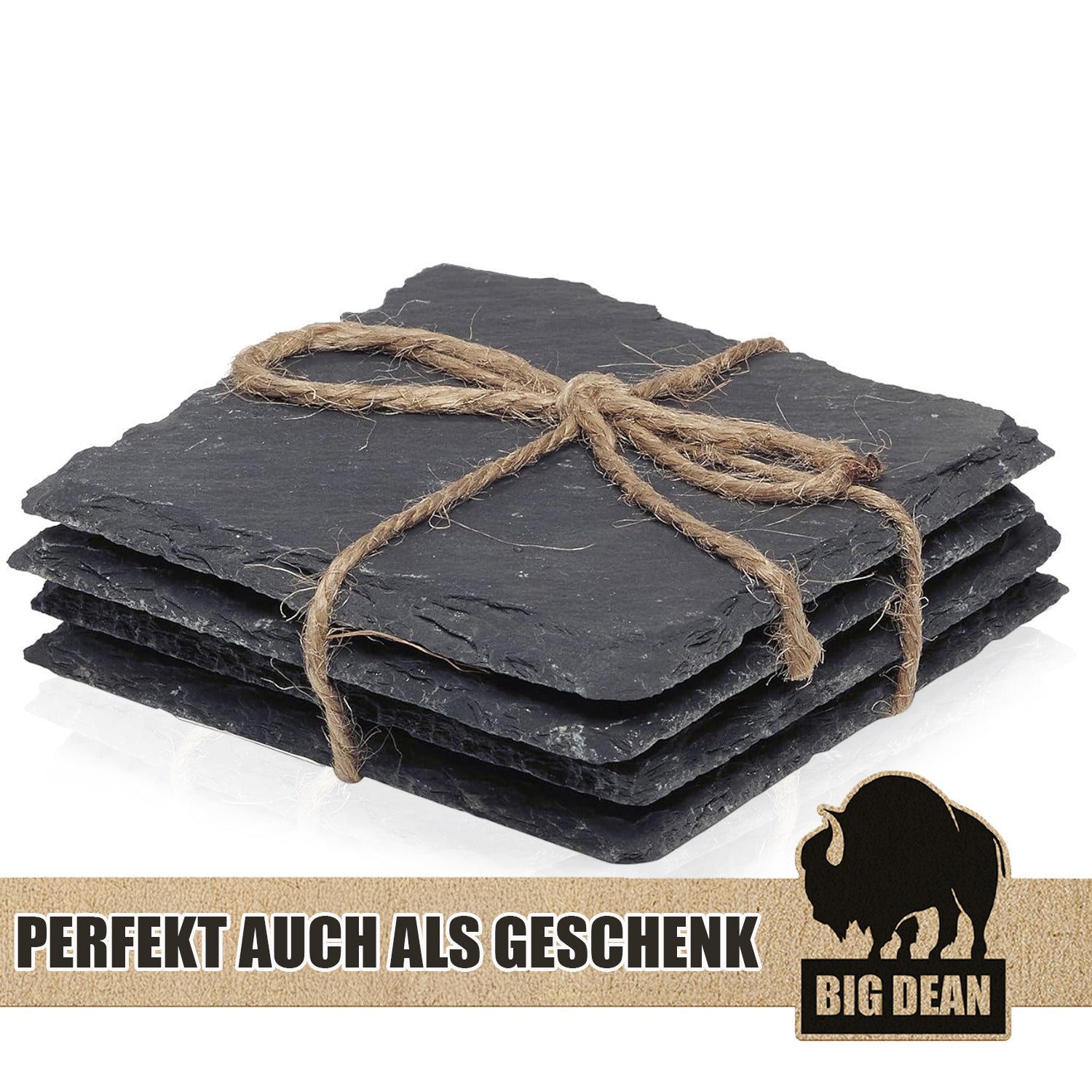 Schiefer-Untersetzer Set 16 teilig 10x10 cm 5