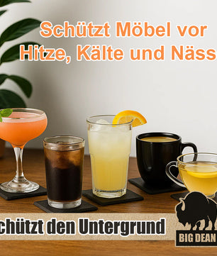 8 Schieferuntersetzer Natur 4 Gummifüße 2