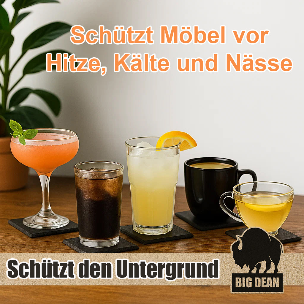 8 Schieferuntersetzer Natur 4 Gummifüße 2