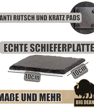 8 Schieferuntersetzer Natur 4 Gummifüße 3