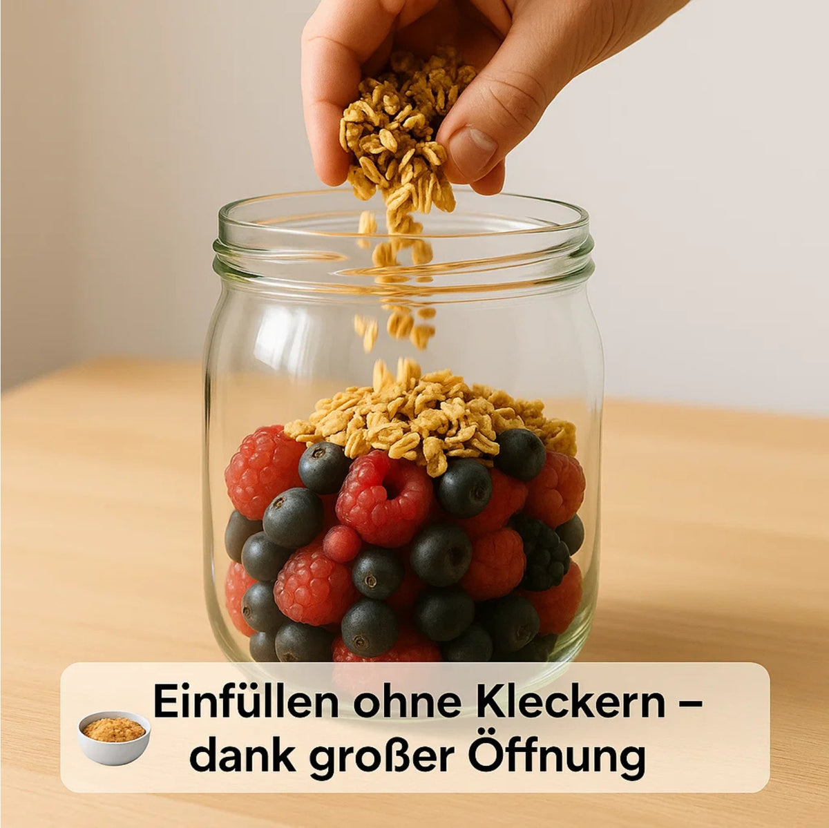 BigDean 6 Stück Overnight Oats Gläser Extra große Öffnung - 1 Liter die perfekten MealPrep Gläser auslaufsicher Made in Germany image 4