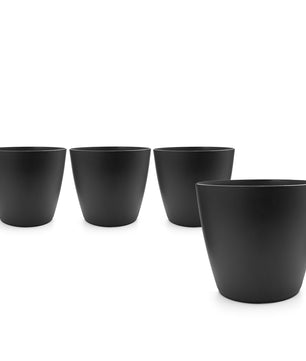4 Stück Blumentopf, Übertopf aus Kunststoff Blumentopf in modernem Look (Graphit, ø 24 cm) Übertopf für innen oder außen