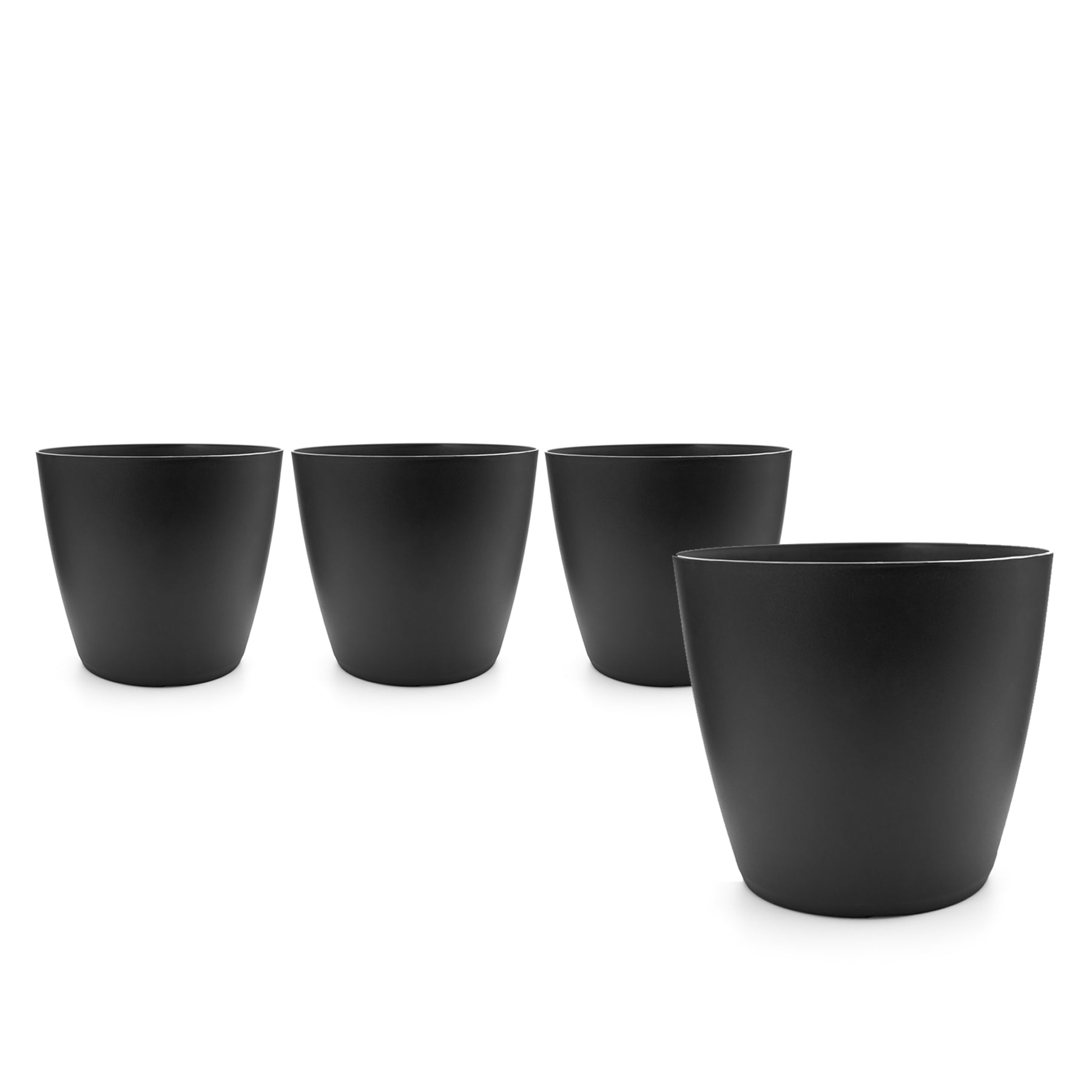 4 Stück Blumentopf, Übertopf aus Kunststoff Blumentopf in modernem Look (Graphit, ø 24 cm) Übertopf für innen oder außen
