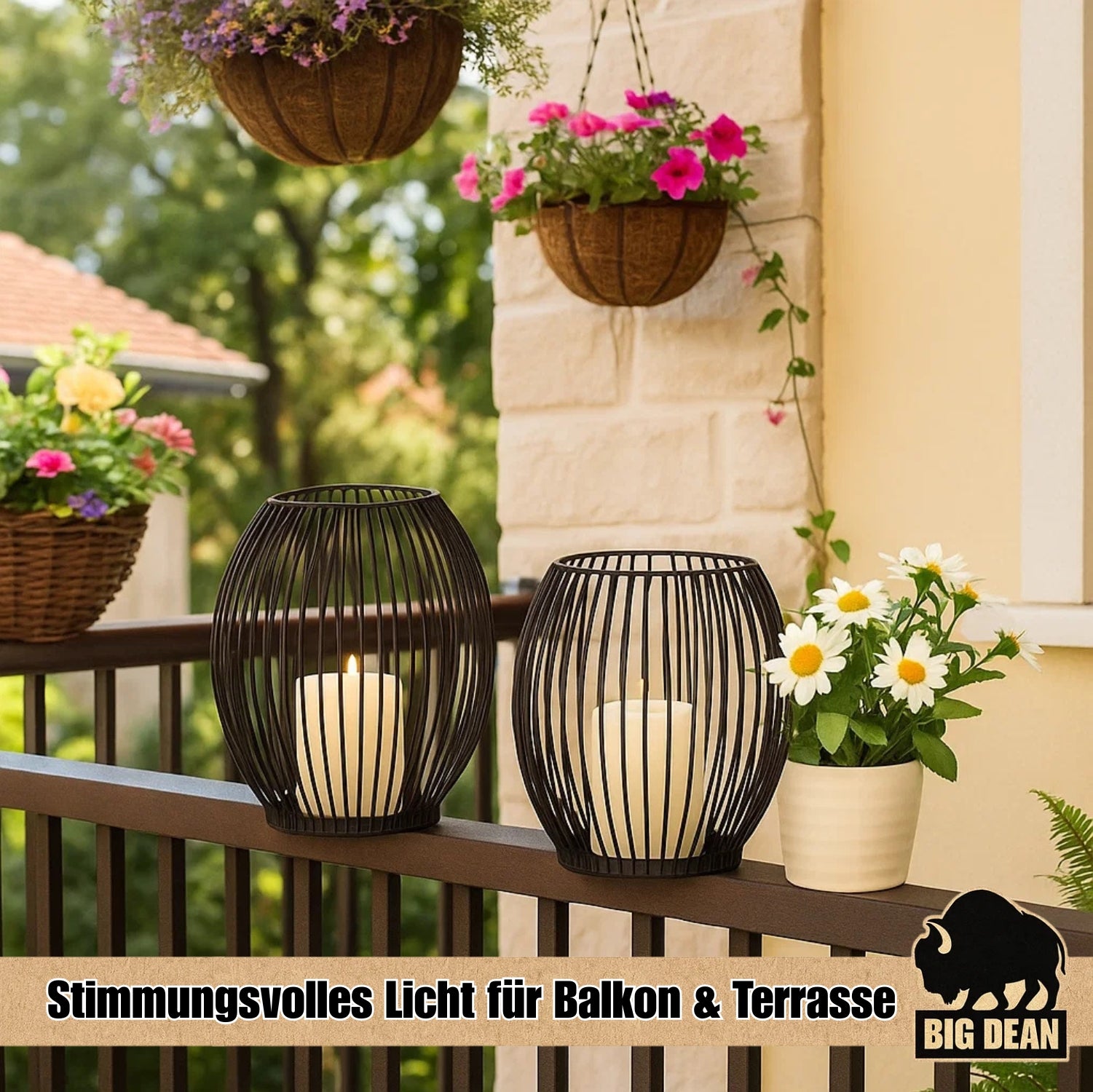 Deko Kerzenständer 2er Set oval - Kerzenhalter Metall Schwarz 5