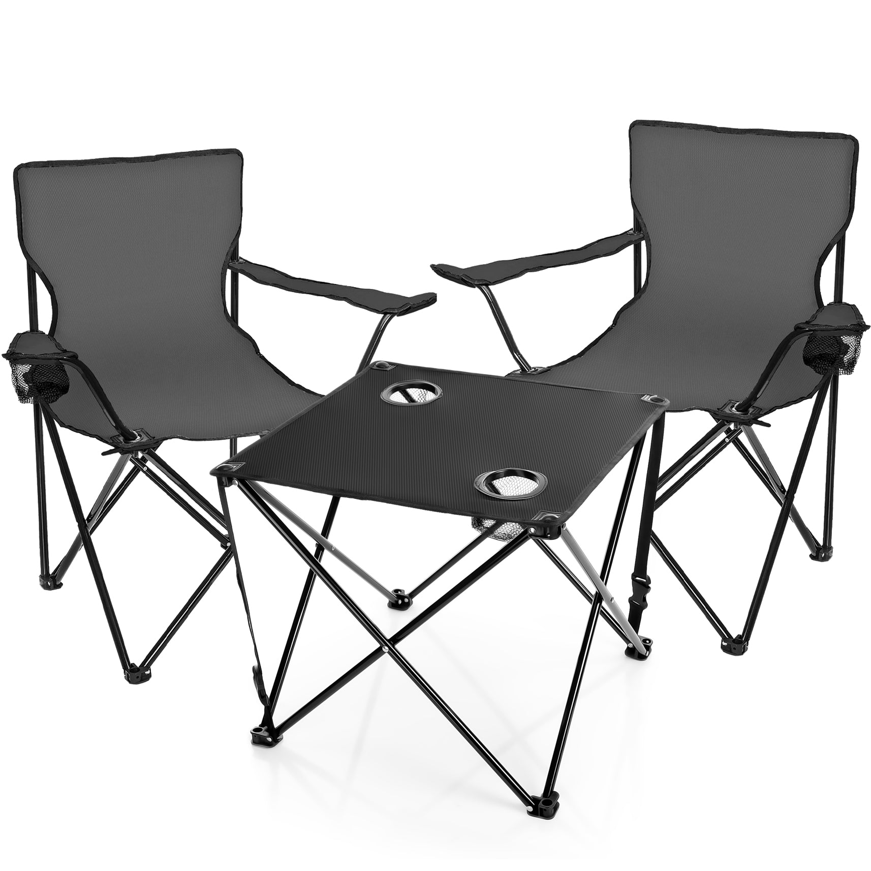 Campingtisch mit Stühlen dunkelgrau - Camping Tisch Stuhl Set Camping Stühle Campingstühle 5