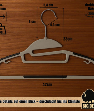 BigDean 20 Stück Kleiderbügel antirutsch platzsparend grau - robuste Bügel Hangers Clothes Hangers 3