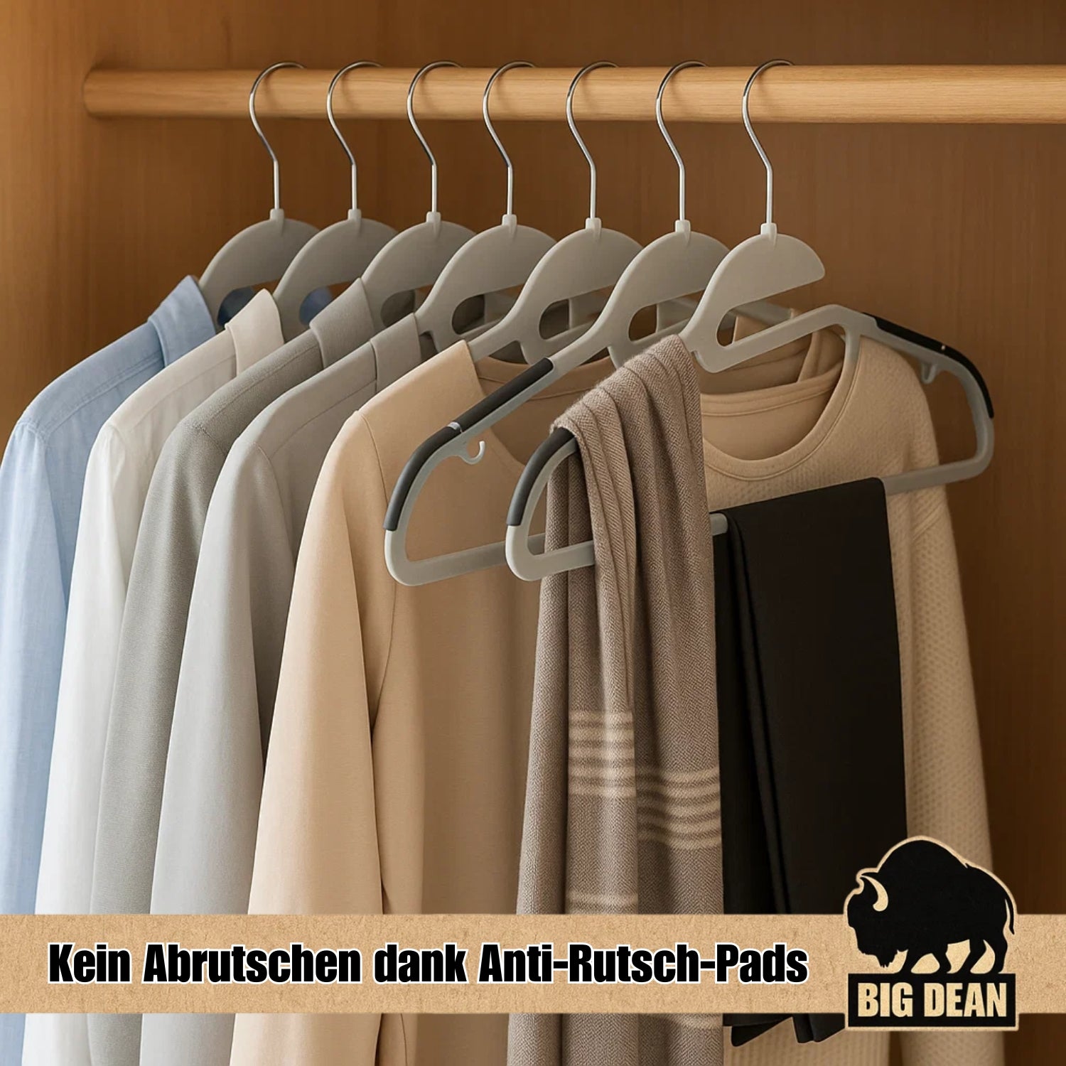 BigDean 20 Stück Kleiderbügel antirutsch platzsparend grau - robuste Bügel Hangers Clothes Hangers 6