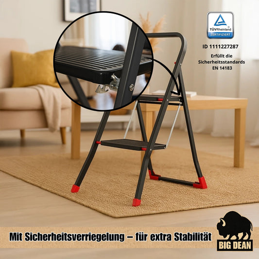 BigDean Trittleiter 2 Stufen klappbar TÜV geprüfte Sicherheit Leiter bis 150 kg belastbar Tritt klappbar Haushaltsleiter 2 Stufen image 1