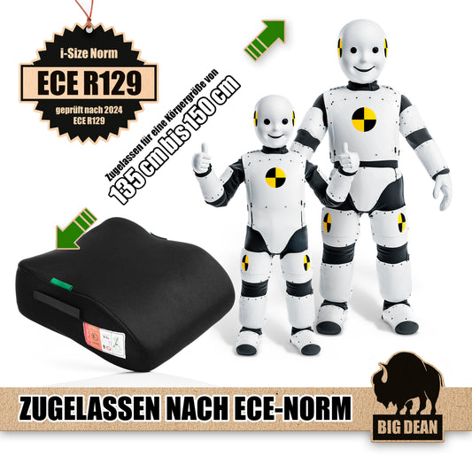 2 Stück Kindersitzerhöhung nach neuster i-Size Norm R129 Schwarz Sitzerhöhung (135-150cm) Kinder Auto BigDean image 1