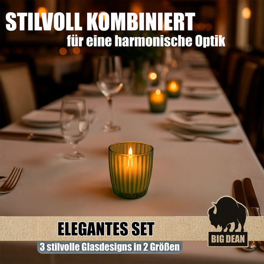 Windlicht Glas grün Teelichthalter 6er Set Teelichthalter in 3 Designs je 2 Größen image 2