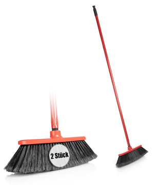 2 Stück Besen mit Stiel aus Kunststoff und extra feinen & effizienten Borsten