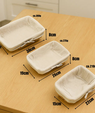 3er Set Brötchenkorb Brotkorb Brotkorb modern geflochten aus Seegras mit Leinentuch 3