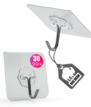 30 Stück Klebehaken extra stark & selbstklebend – Wandhaken 180° drehbar 