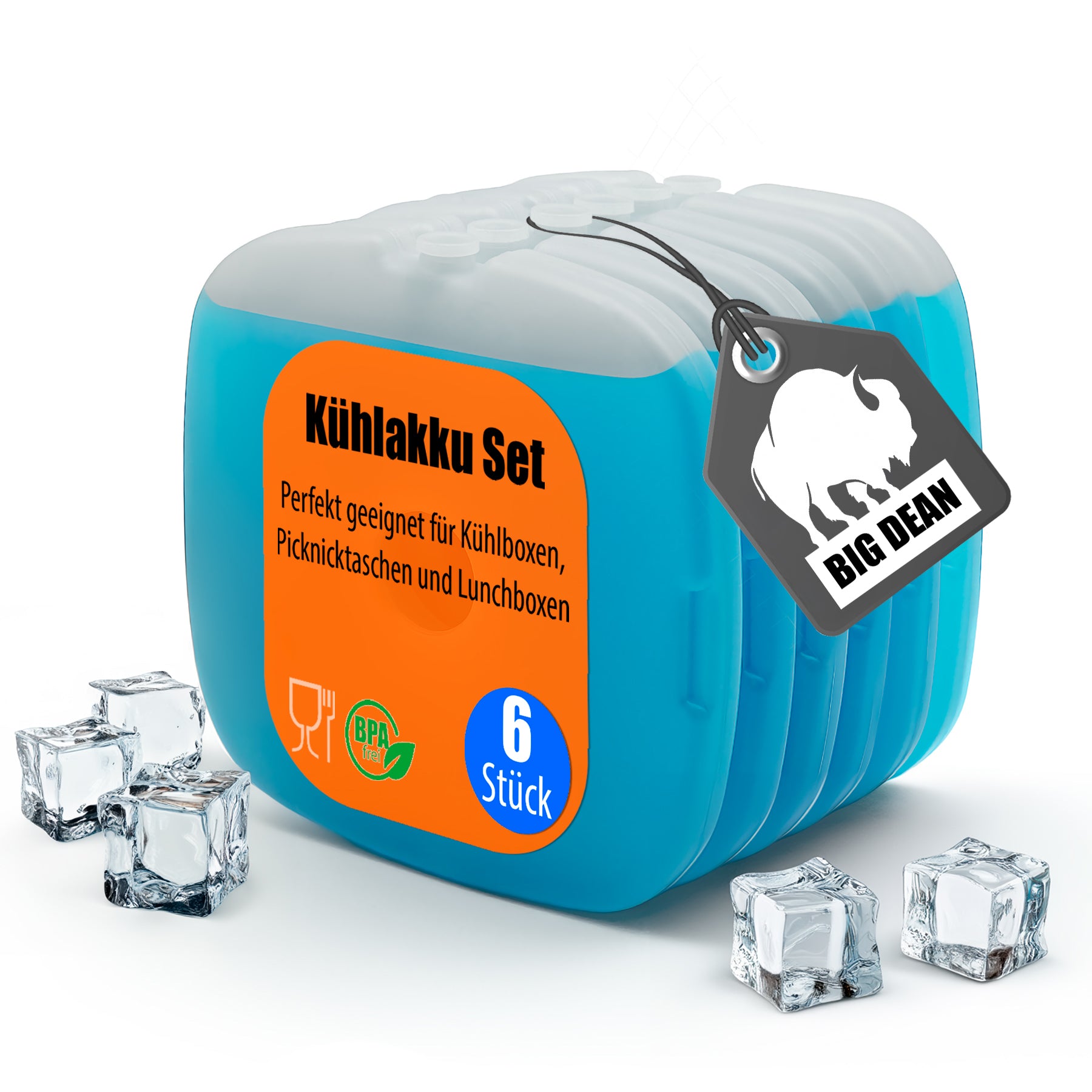 6 Stück Kühlakkus ideal für Kühltasche, Kühlboxen & Brotdosen