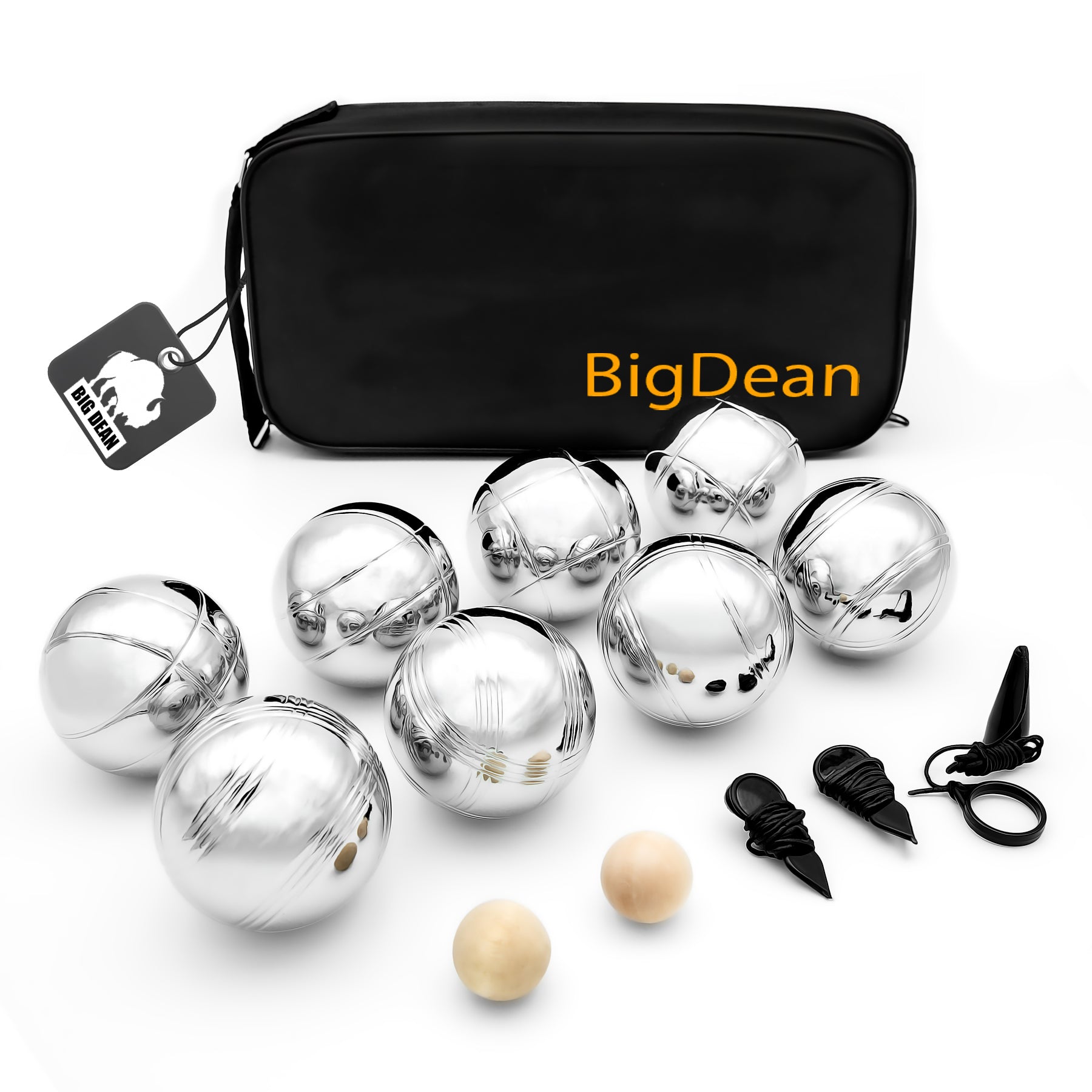 Boule Set mit 8 Boule Kugeln aus hochwertigem Edelstahl