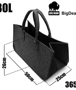 2 Stück Filztasche groß in Anthrazit für Kaminholz oder als Shopper verwendbar 3