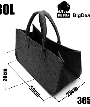 3 Stück Filztasche groß in Anthrazit für Kaminholz oder als Shopper verwendbar 3