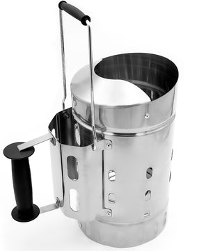 Premium Anzündkamin mit 2 Griffen ideal für schnelles anzünden von Holzkohle – Grill Zubehör