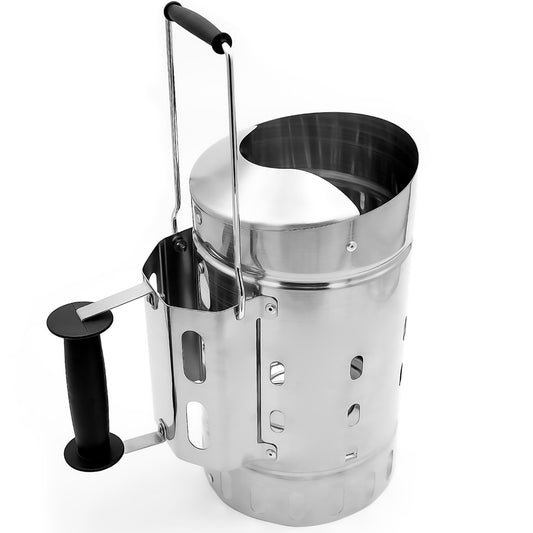 Premium Anzündkamin mit 2 Griffen ideal für schnelles anzünden von Holzkohle – Grill Zubehör