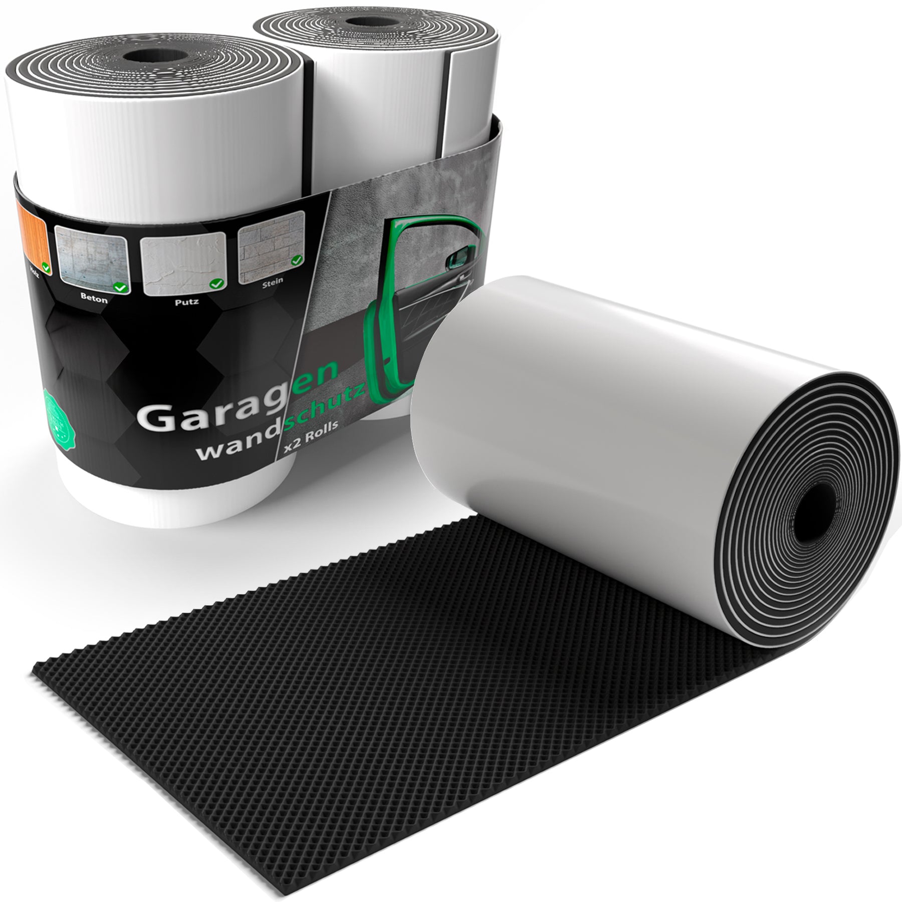 2 Rollen Garagen Wandschutz selbstklebend 200x20x0,5cm – extra dicker Türkantenschutz