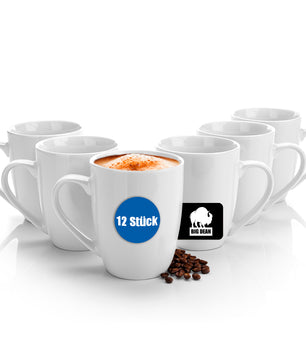 12 Stück Kaffeebecher 300ml aus echtem Porzellan spülmaschinengeeignet Tassen zum Bemalen