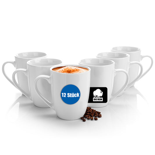 12 Stück Kaffeebecher 300ml aus echtem Porzellan spülmaschinengeeignet Tassen zum Bemalen