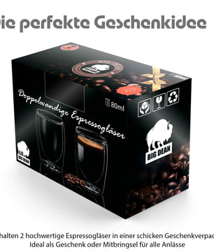 2 Stück doppelwandige Espressotassen 80 ml in Gastro-Qualität - Espressotassen 2