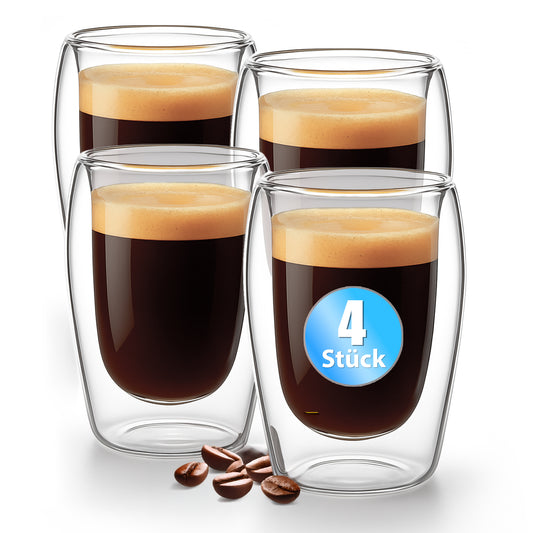 BigDean 4 Stück doppelwandige Espresso Gläser 80 ml in Gastro-Qualität - moderne Espressogläser Espressotassen Glas Set in Geschenkverpackung image 1
