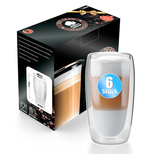 BigDean 6 Stück hohe doppelwandige Latte Macchiato Gläser 350 ml aus Borosilikatglas – Kaffeegläser in Geschenkverpackung image 2