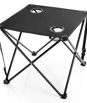 Campingtisch faltbar mit 2 Getränkehaltern Schwarz belastbar bis 30 kg
