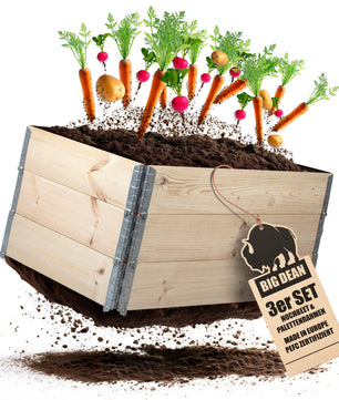 3 Stück Hochbeet für Garten Holz Beet Hochbeete-Kit Palettenrahmen 120x80cm