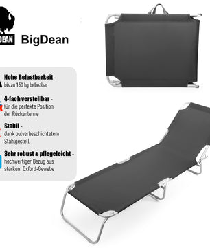 Sonnenliege klappbar 150 kg belastbar mit 4-fach verstellbarer Rückenlehne 2