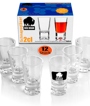 12 Stück Schnapsgläser 2cl in Geschenkbox – hochwertige Shotgläser lebensmittelecht