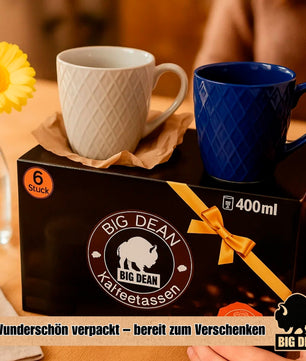 6 Stück Kaffeetassen 400ml matt Kaffeebecher Keramik - Hochwertiges Kaffeetassen Set Tassen Set 2