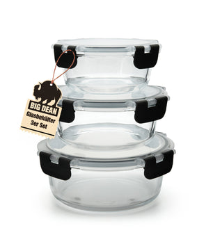 Glasbehälter mit Deckel in 3 Größen - Mikrowellengeschirr Glas - Meal Prep Container aus Glas 