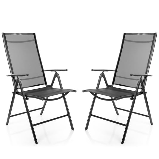 BigDean 2 Stück Gartenstühle dunkelgrau 120 kg belastbar - Balkonstühle Gartenstuhl - Klappstuhl mit 7-fach Verstellbarer Rückenlehne - hochwertiger Campingstuhl für Balkon, Garten & Terrasse image 1