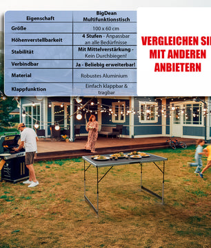 Multifunktionstisch klappbar - höhenverstellbarer Campingtisch & Klapptisch – max. 30 kg belastbar 6