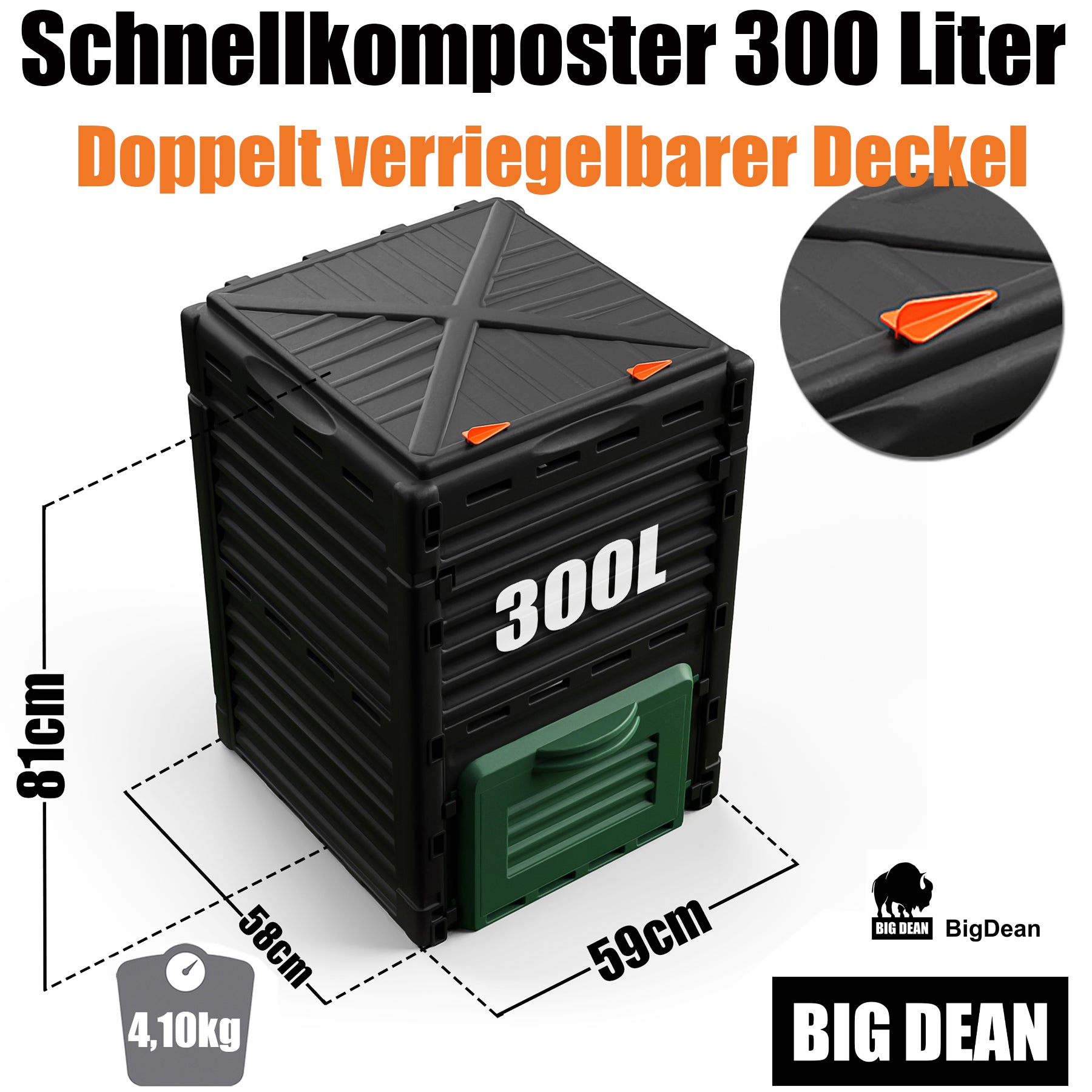 Komposter Garten 300 Liter – Schnellkomposter aus wetterfestem Kunststoff & Made in Europe