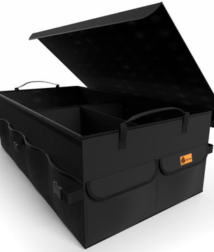 Premium Kofferraum Organizer faltbar mit Deckel – robuste Auto Organizer mit doppeltem Boden