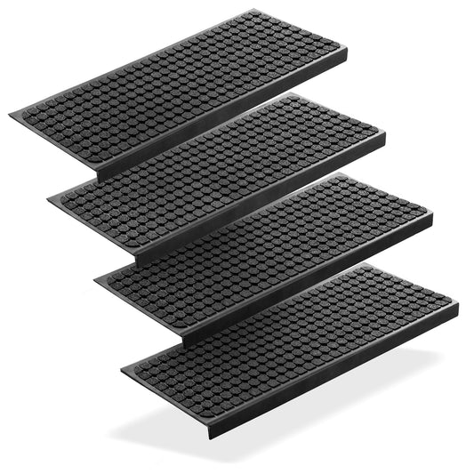 4 Stück Stufenmatten aus Gummi – 75 x 25 cm – Outdoor Treppenstufenmatten