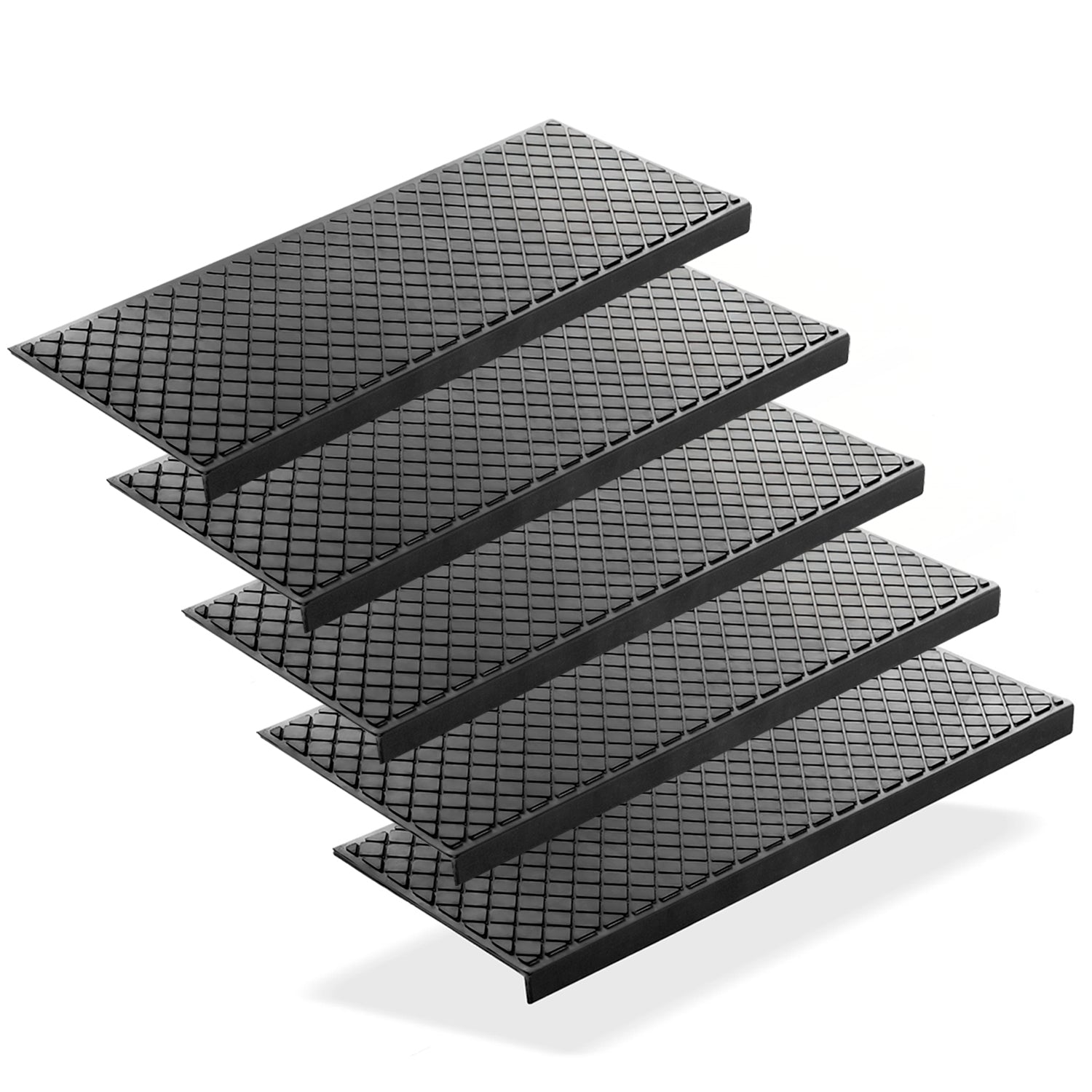 5 Stück Stufenmatten aus Gummi – 75 x 25 cm – Outdoor Treppenstufenmatten 