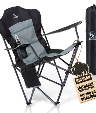 Luxus Campingstuhl Faltbar 160 KG Belastbar Ultragroß mit Hochlehner Bequem Gepolster Klappstuhl